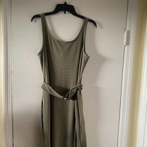 Kaki 100% Cotton Midi Dress